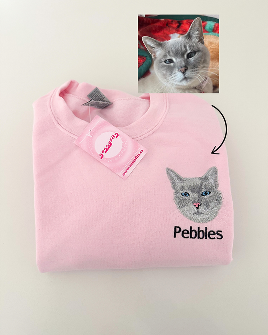 Custom Pet Portrait Embroidered Sweatshirt