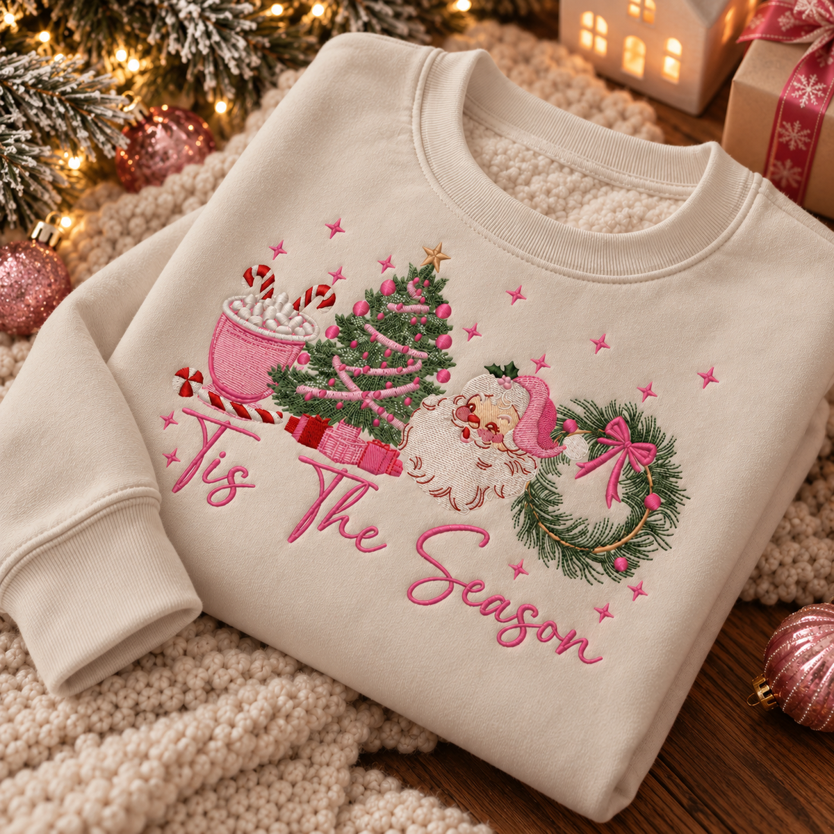 Tis the Season Christmas Embroidered Sweatshirt