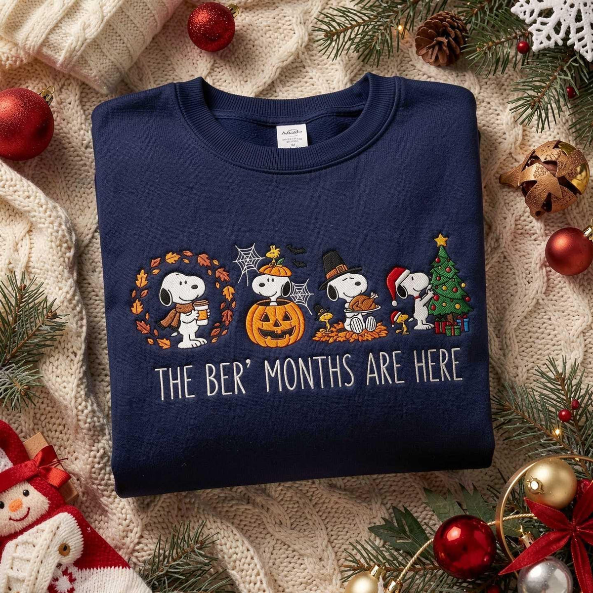 Embroidered Holiday Sweatshirt, The Ber Months Are Here Crewneck, Fall Halloween Thanksgiving Christmas Sweater