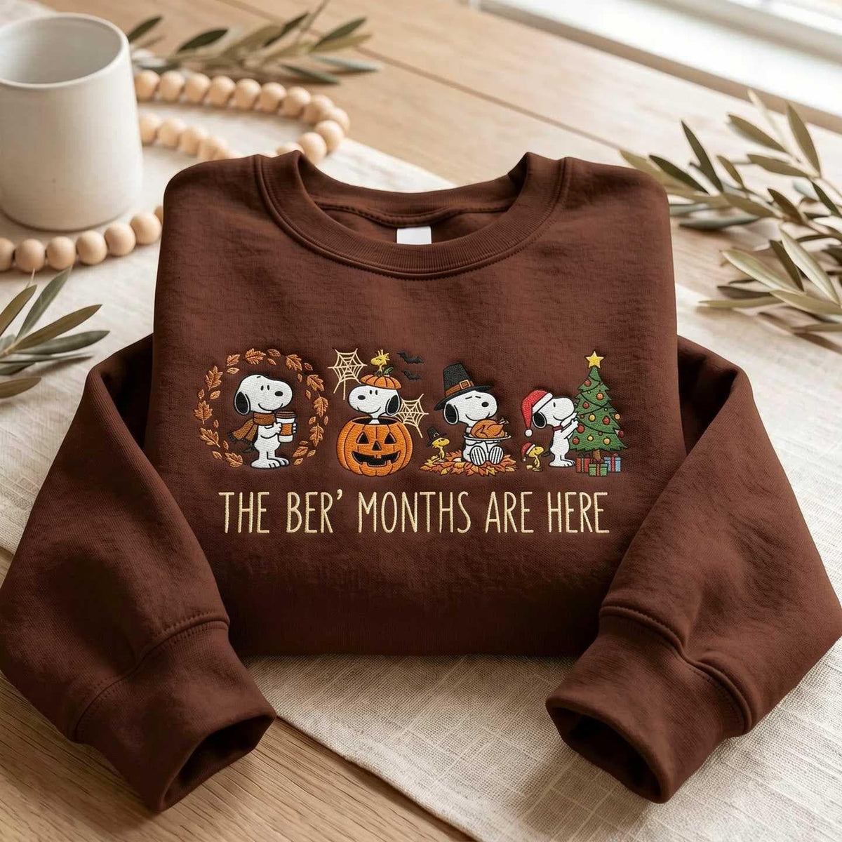 Embroidered Holiday Sweatshirt, The Ber Months Are Here Crewneck, Fall Halloween Thanksgiving Christmas Sweater