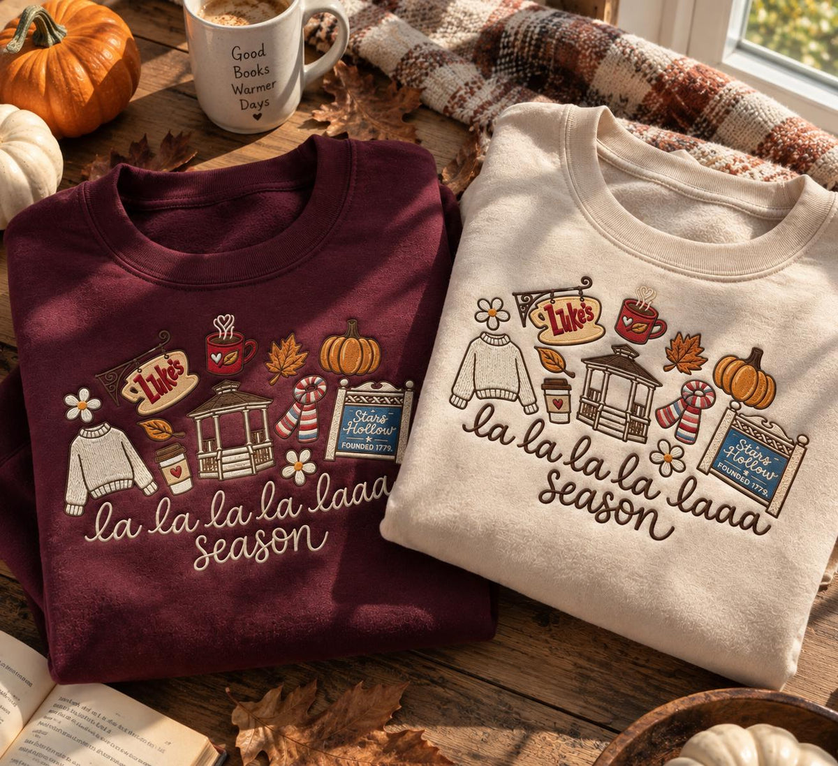 Stars Hollow Embroidered Sweatshirt, Gilmore Girls Inspired Crewneck, Luke’s Diner Fall Sweater, Cozy Autumn Sweatshirt, Fall