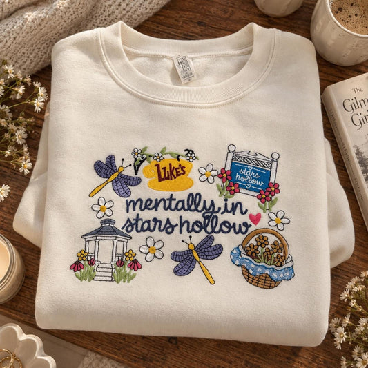 Embroidered Cottagecore Sweatshirt, Floral Village Crewneck, Autumn Gift
