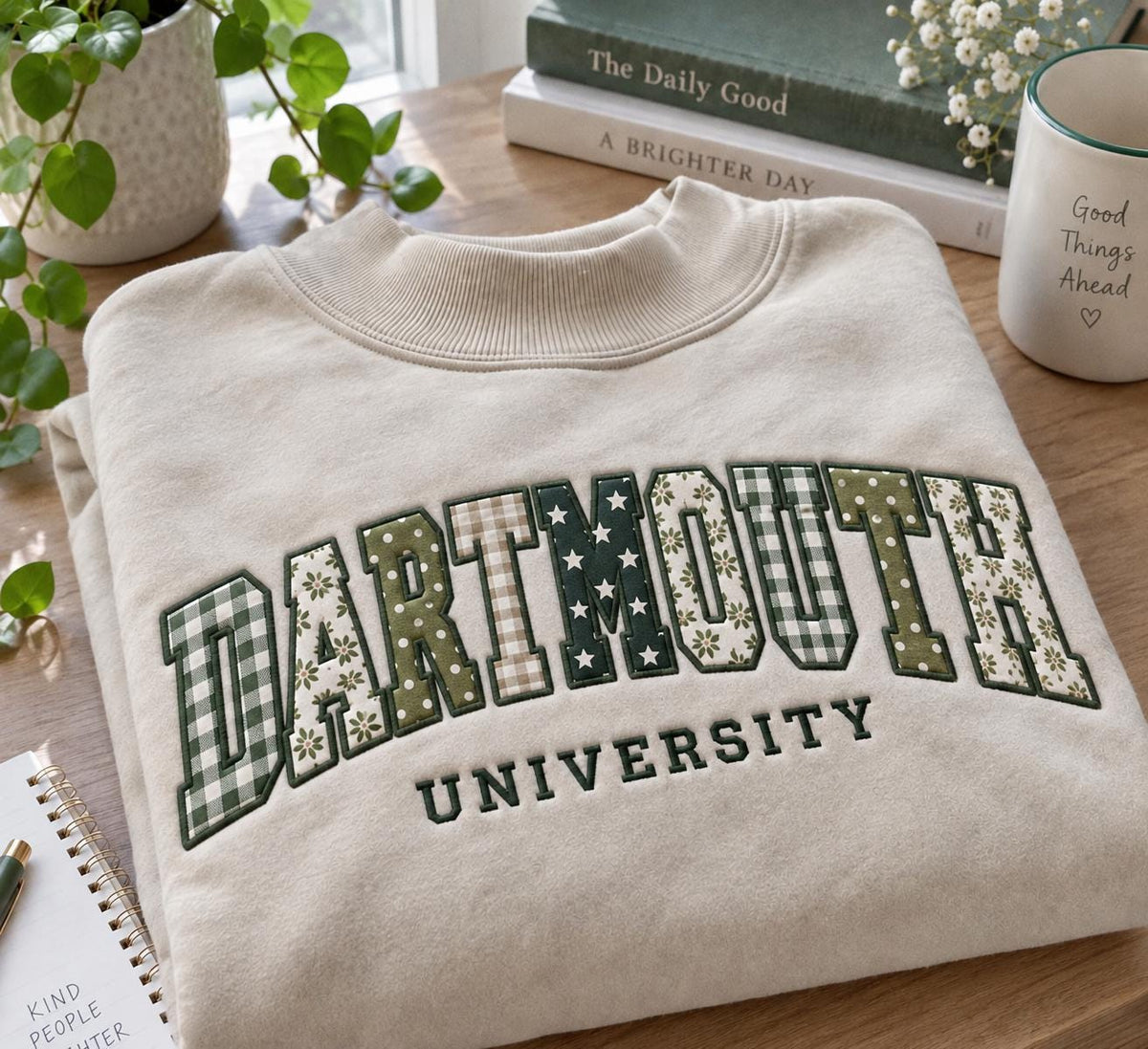 Custom Embroidered Varsity Mockneck Sweatshirt, College Name Patchwork Pullover