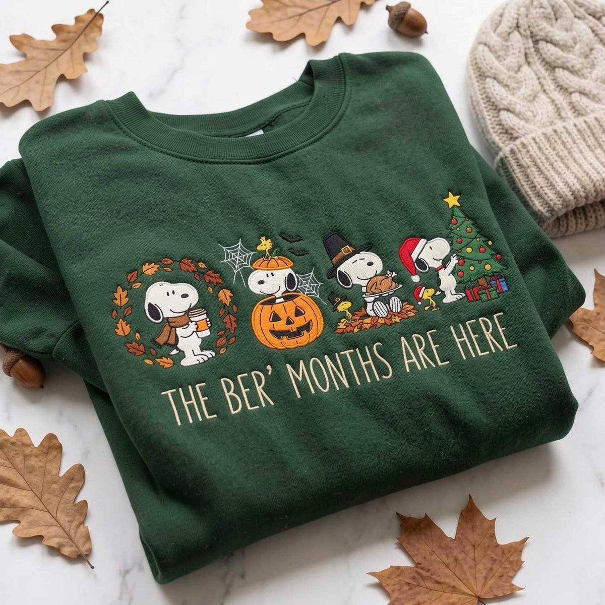 Embroidered Holiday Sweatshirt, The Ber Months Are Here Crewneck, Fall Halloween Thanksgiving Christmas Sweater