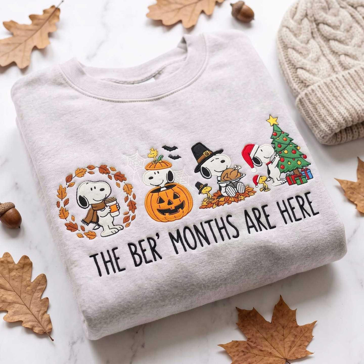 Embroidered Holiday Sweatshirt, The Ber Months Are Here Crewneck, Fall Halloween Thanksgiving Christmas Sweater