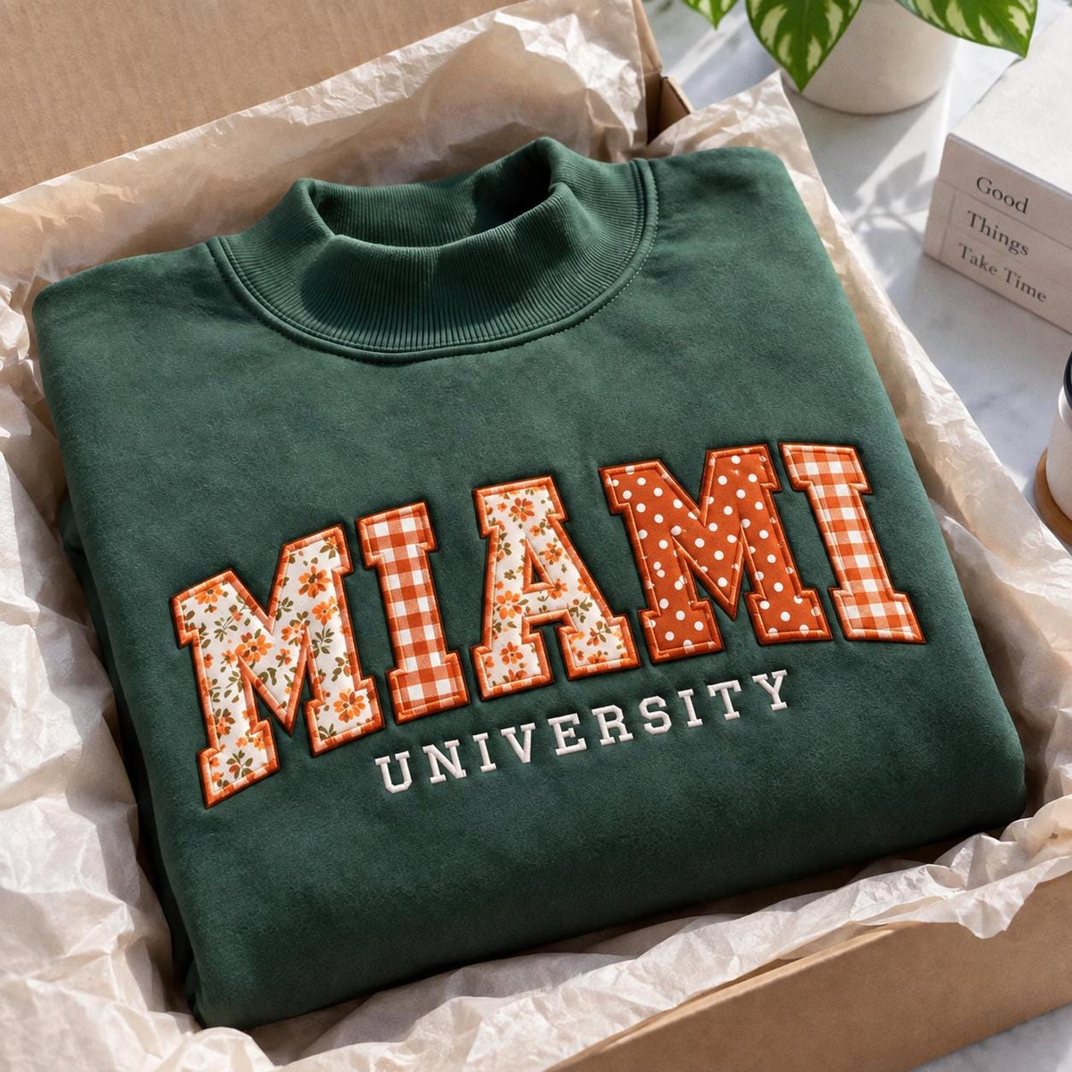 Custom Embroidered Varsity Mockneck Sweatshirt, College Name Patchwork Pullover