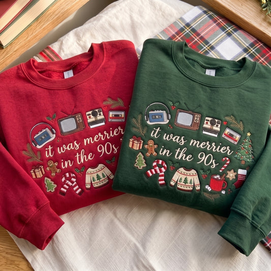 It was Merrier in the 90's Embroidered Sweatshirt