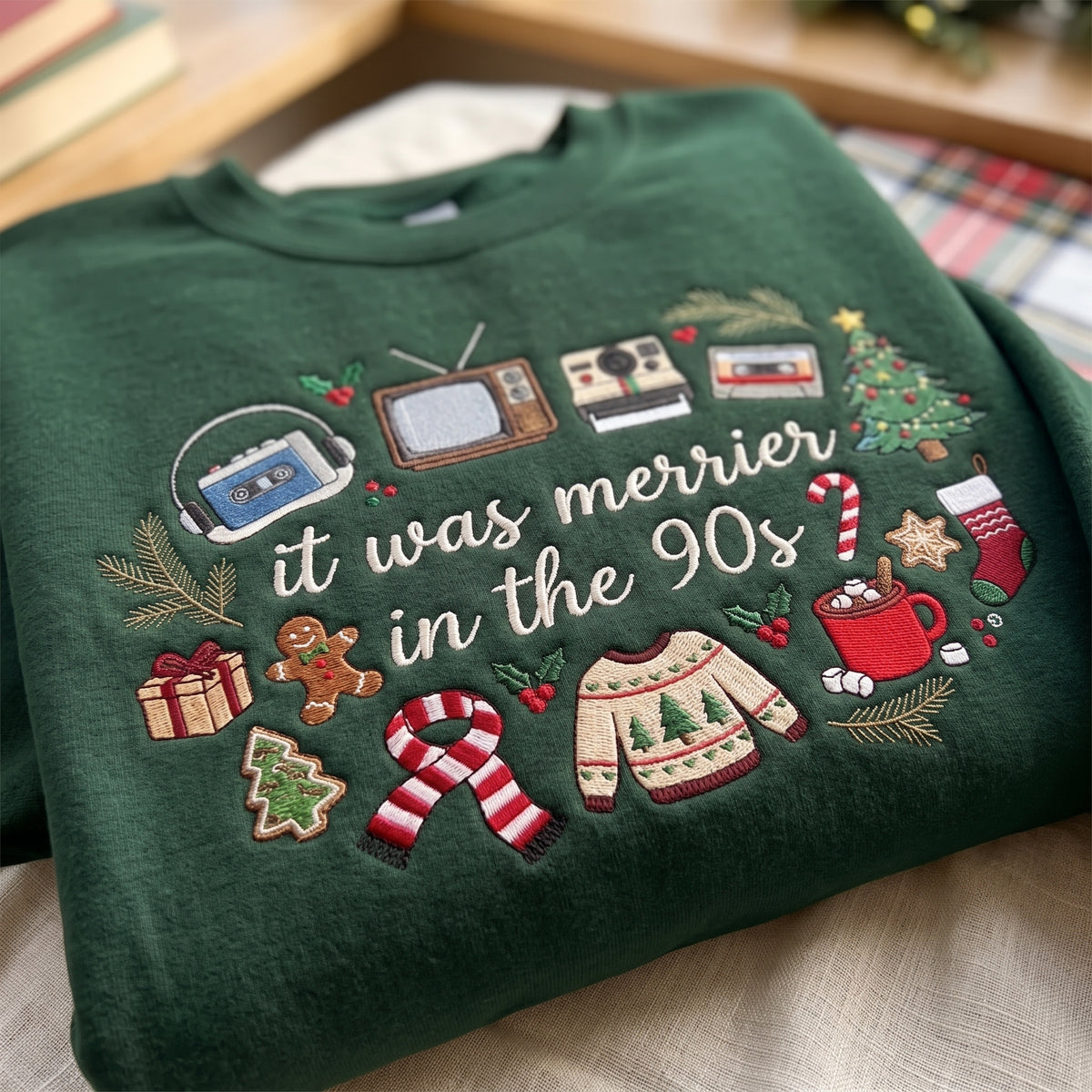 It was Merrier in the 90's Embroidered Sweatshirt