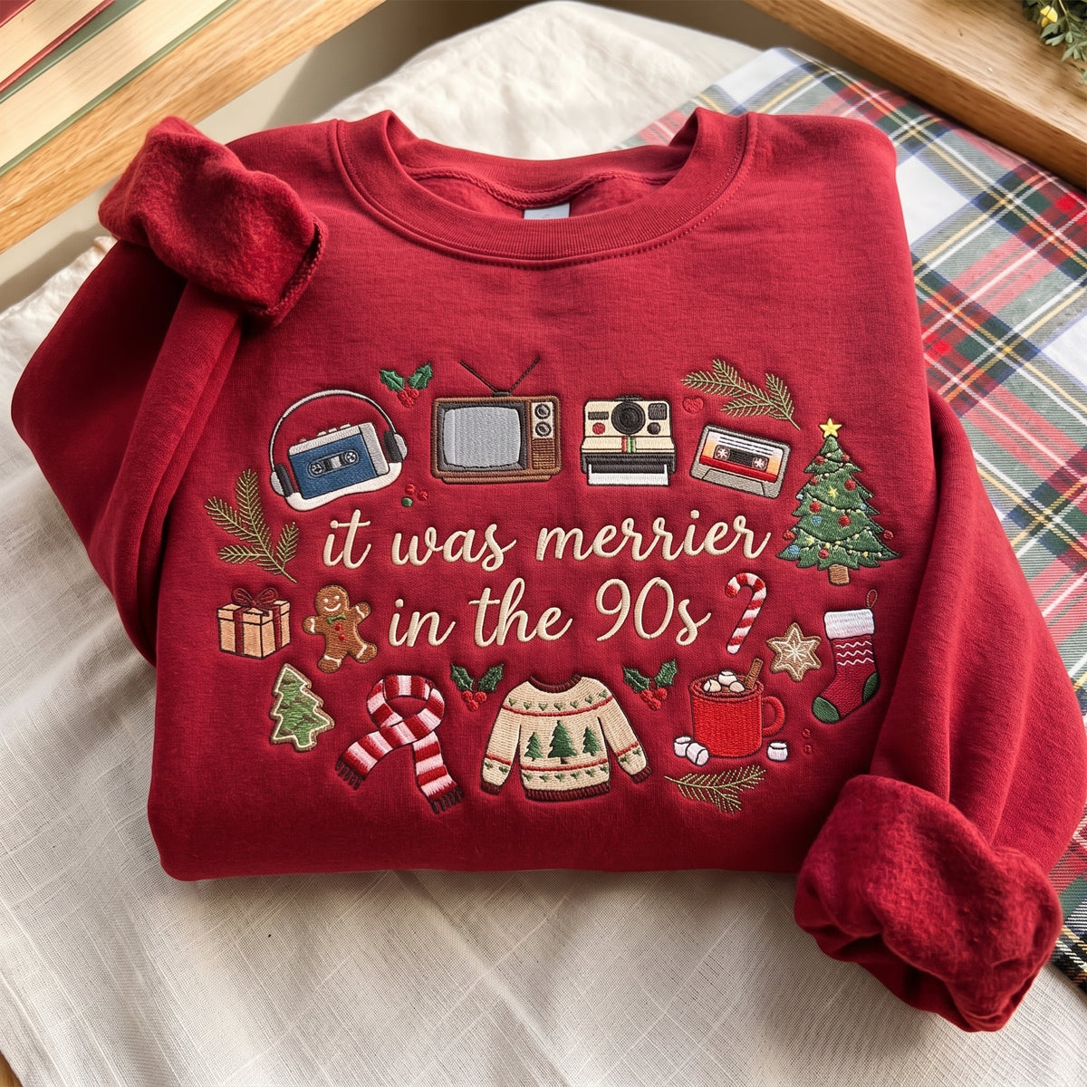 It was Merrier in the 90's Embroidered Sweatshirt