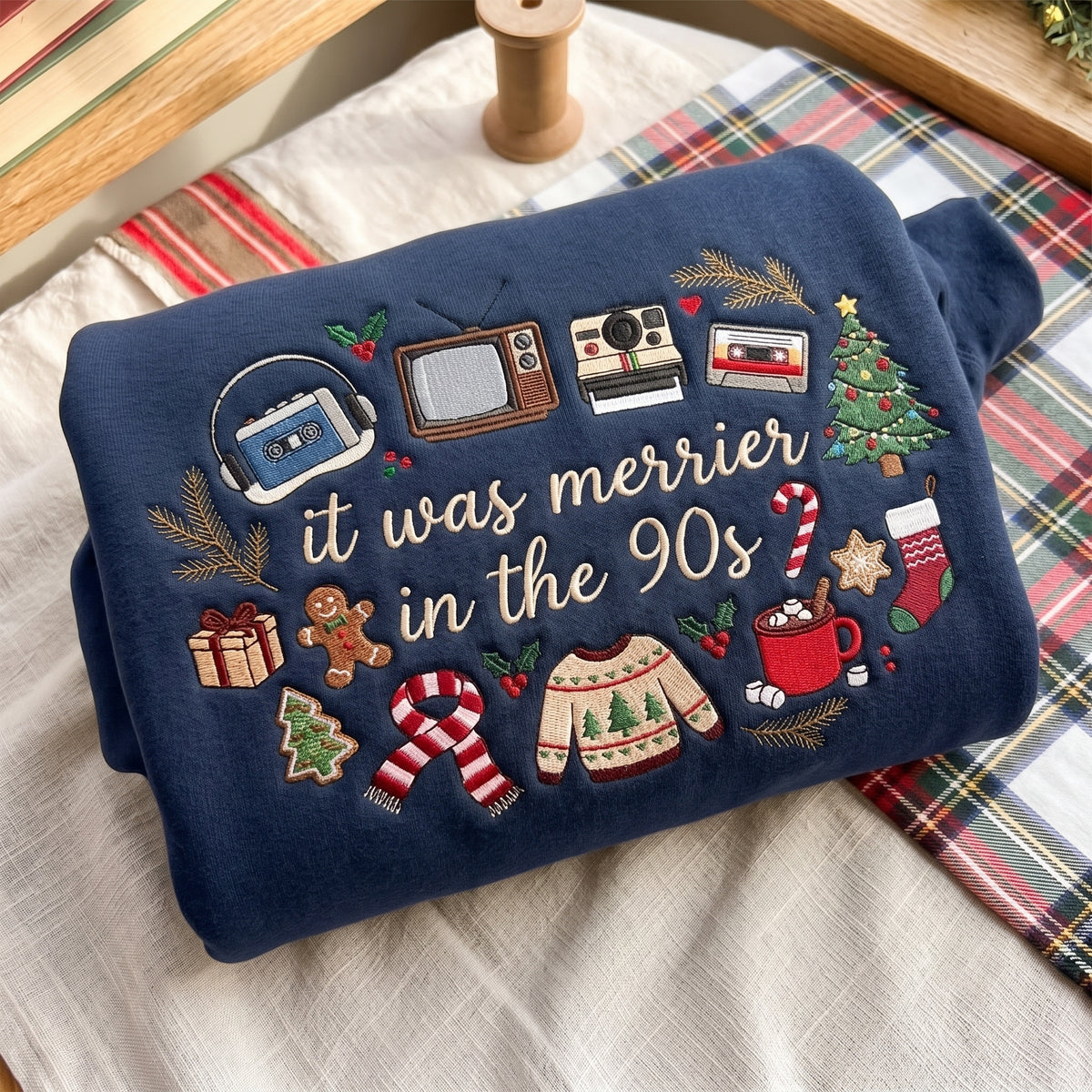 It was Merrier in the 90's Embroidered Sweatshirt