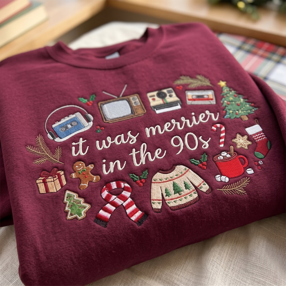 It was Merrier in the 90's Embroidered Sweatshirt