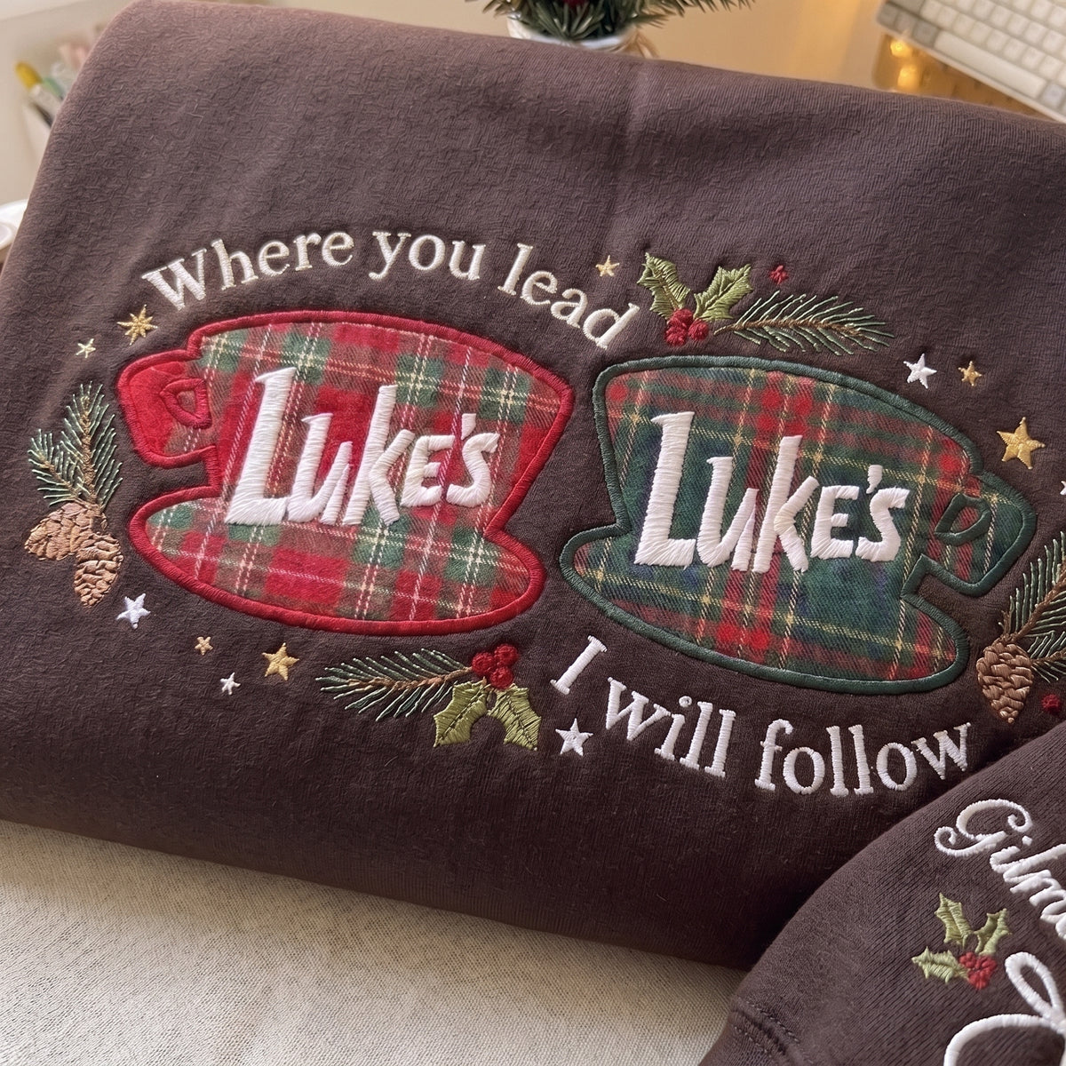 Where you lead I will Follow Christmas Appliqué Embroidered Sweatshirt