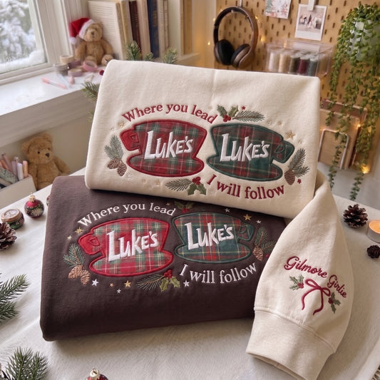Where you lead I will Follow Christmas Appliqué Embroidered Sweatshirt