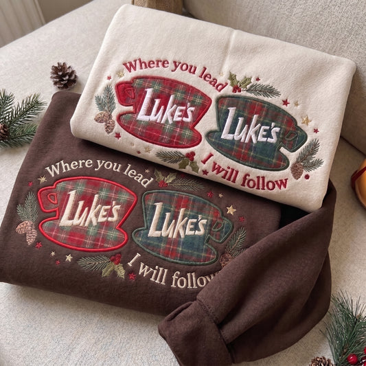 Where you lead I will Follow Christmas Appliqué Embroidered Sweatshirt