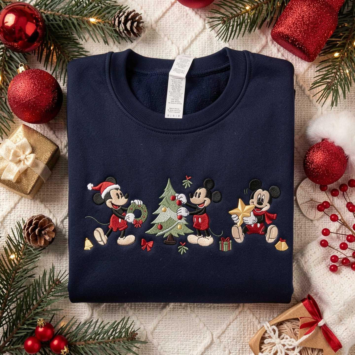 Vintage Mouse Trio Embroidered Sweatshirt