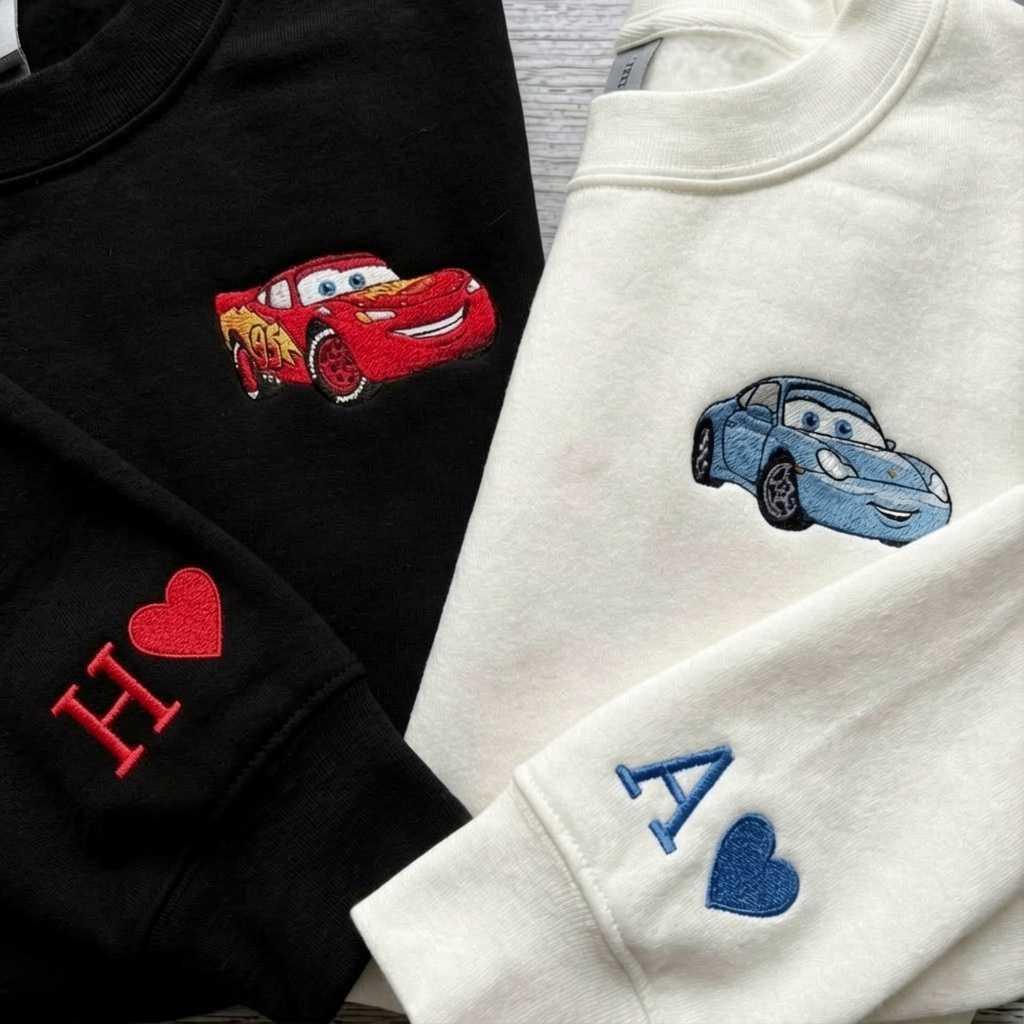Matching Cars couple Embroidered sweatshirt
