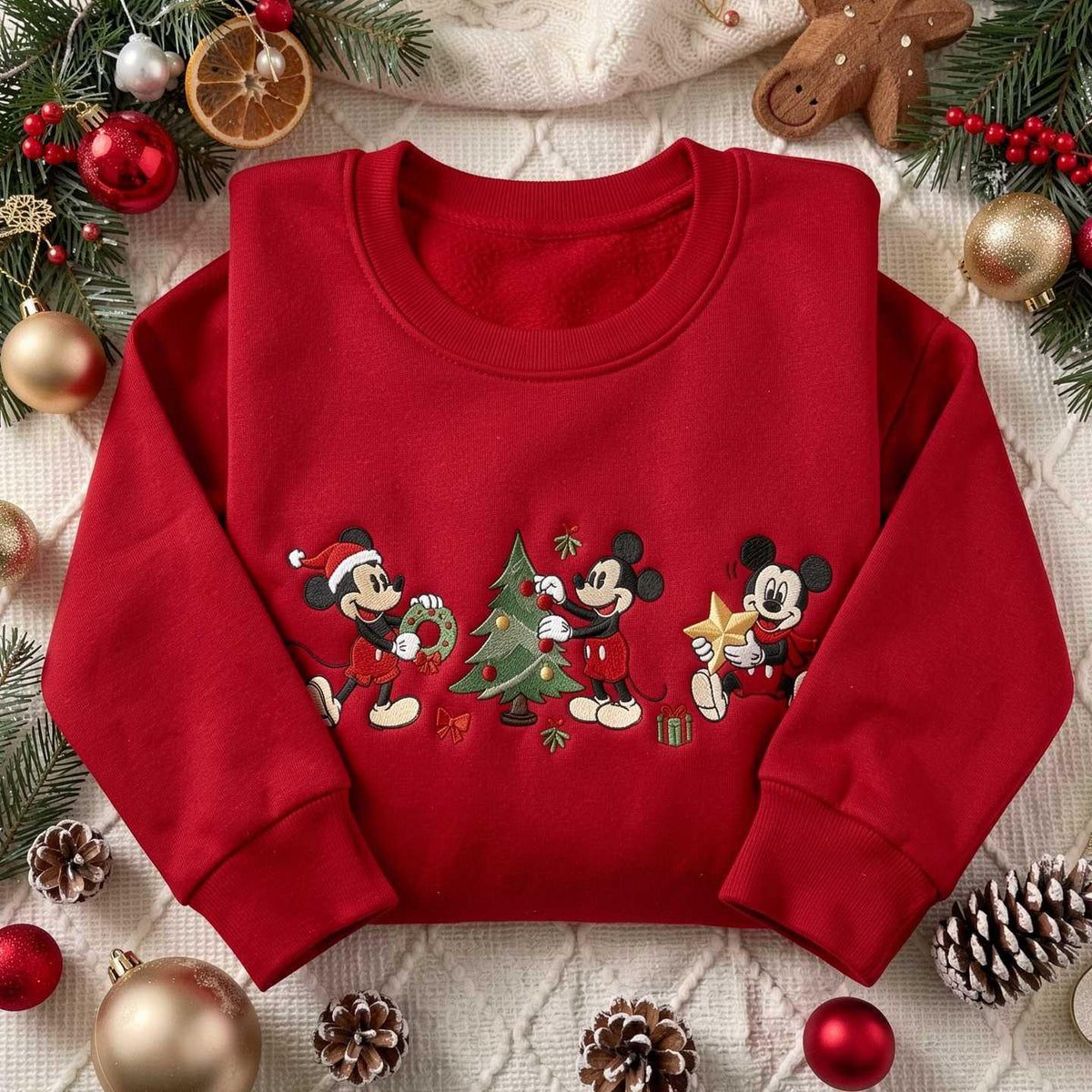 Vintage Mouse Trio Embroidered Sweatshirt