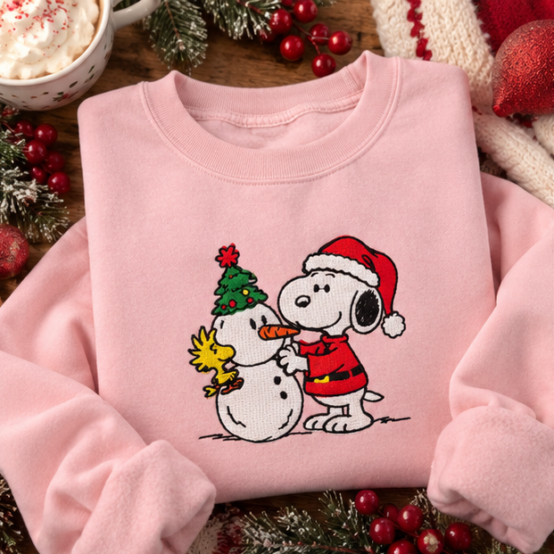 Snowman Holiday Dog Embroidered Sweatshirt